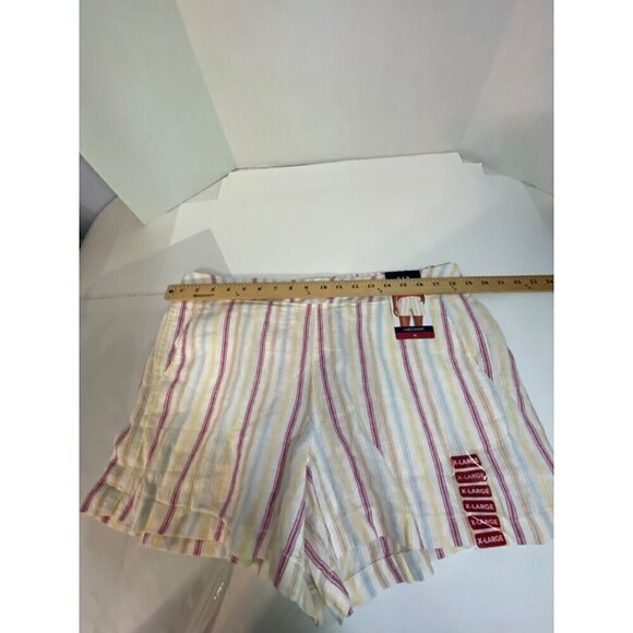 Gap Linen Shorts Women's Size XL Cream with Stripes Pockets Elastic Waist NWT - Picture 9 of 12